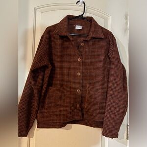 Columbia Brown Checkered Utility Jacket with 2 pockets in front
